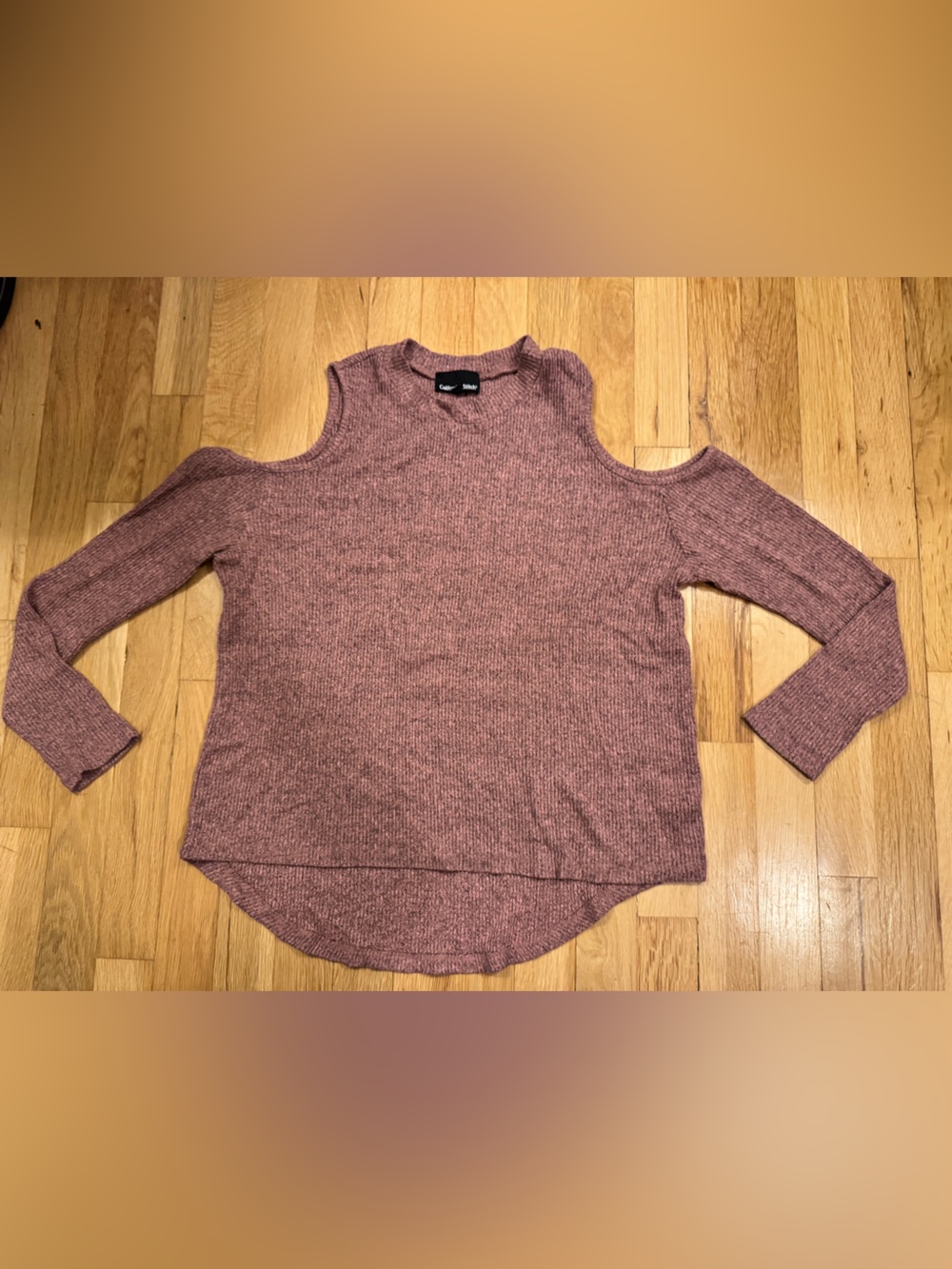 California Stitch Cold Shoulder Long Sleeve Knit Top - Mauve Pink